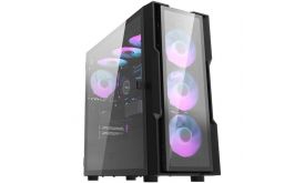 Darkflash DK431 Glass számítógépház + 4 RGB ventilátor (fekete) (DK431 GLASS + 4 FANS)